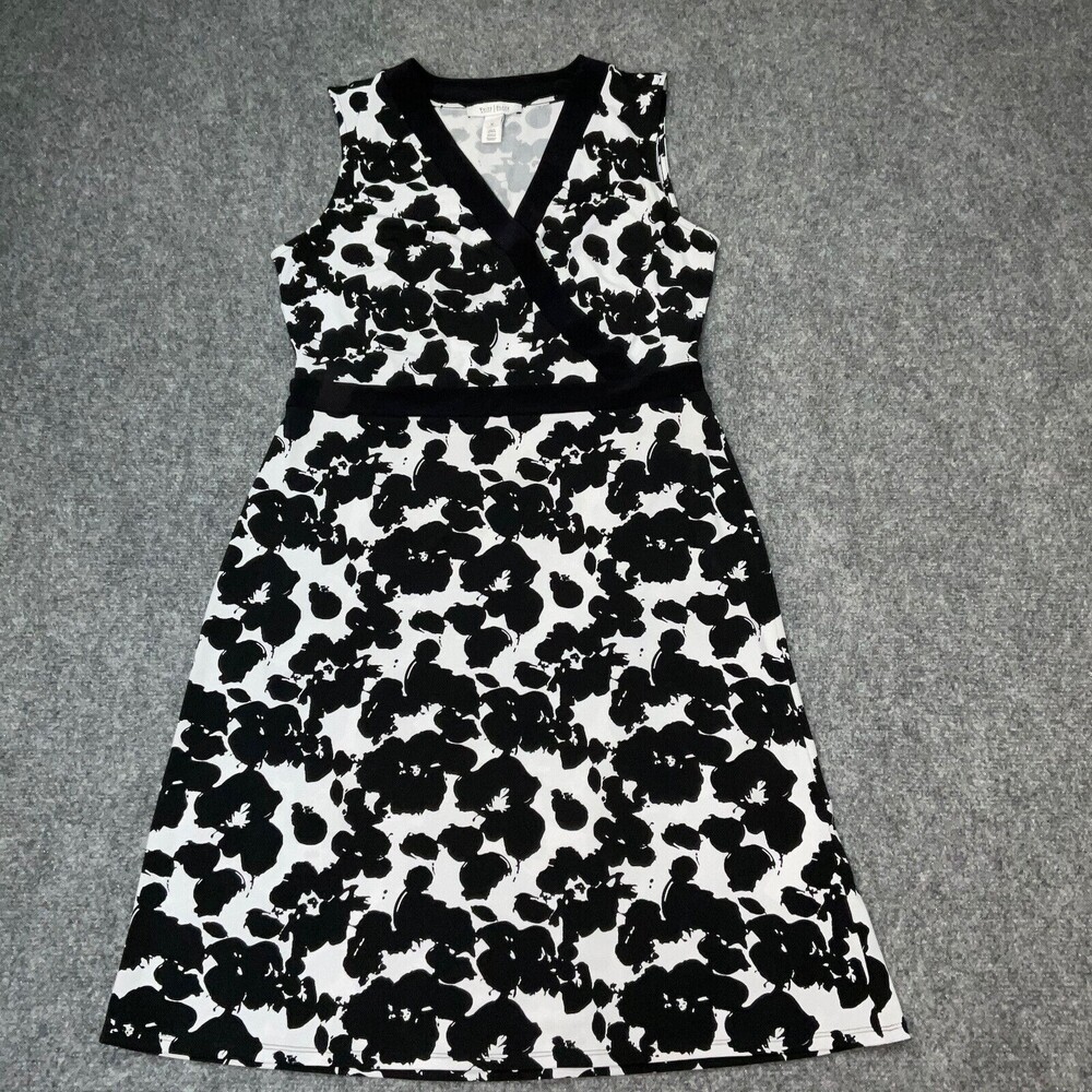White House Black Market Dress Womens Size M Black White Business Date Night